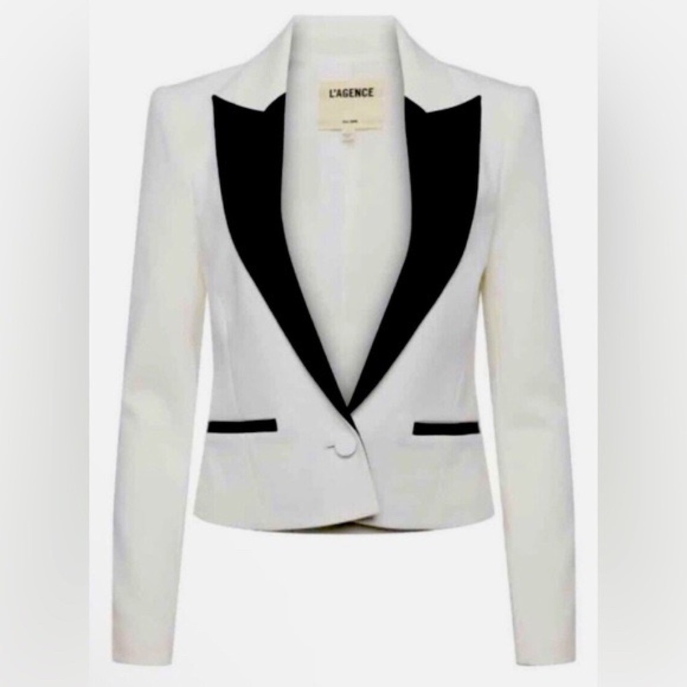 L’agence Scarlet off white tuxedo blazer jacket